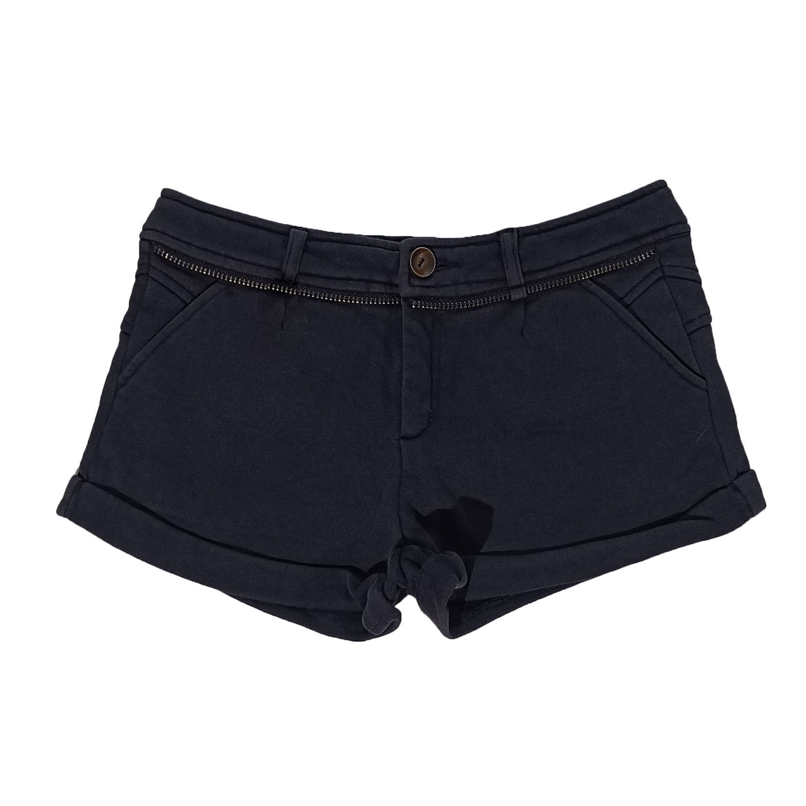 5010【孤品不退不换】黑色低腰腰部拉链卷边短裤83-3 57-1