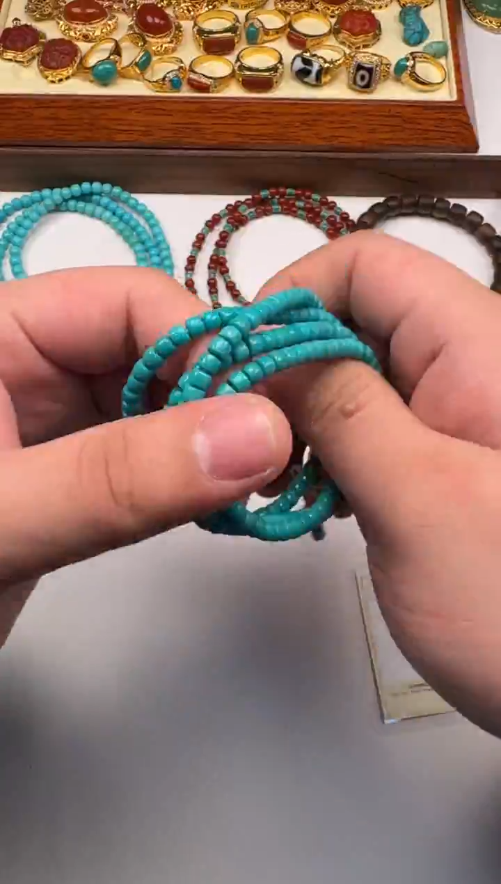 18K金镶嵌绿松石挂件每****~手串手串