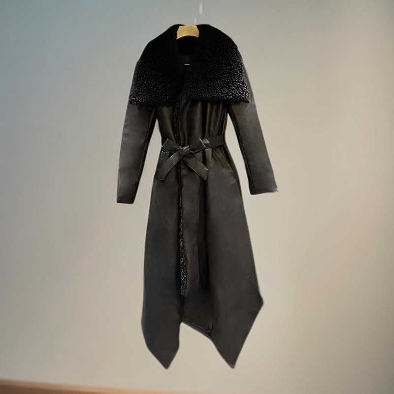 原创设计羔毛长款皮棉衣