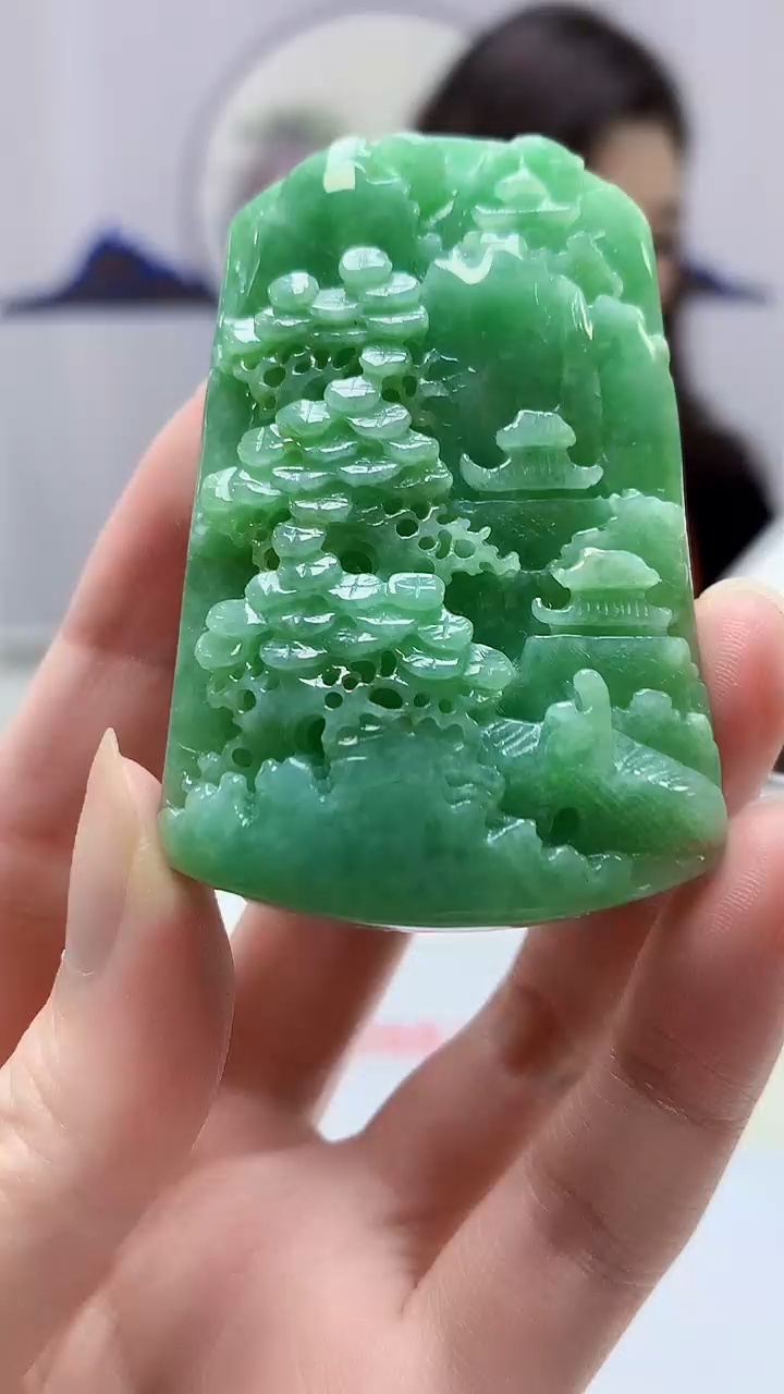 【闪购商品】定制翡翠未镶嵌4829zm-毛货挂件37山水