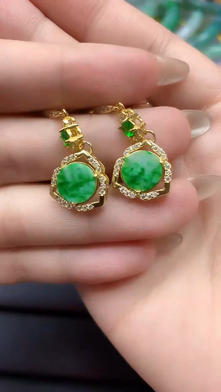 【闪购商品】翡翠耳饰银S925镶嵌耳饰