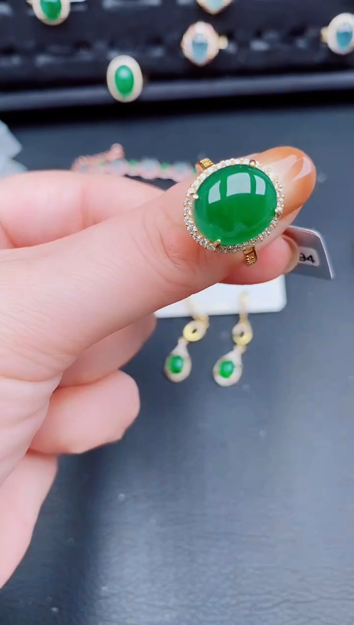 【闪购商品】翡翠戒指银S925镶嵌天然a货翡翠509