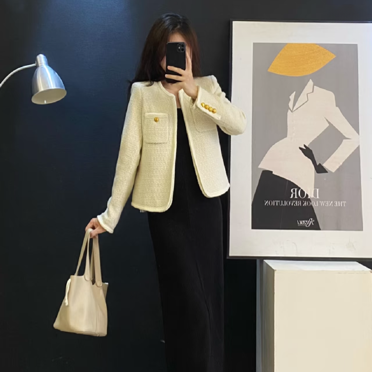 未使用 Celine/思琳 毛圈编织双标袋夹克 米色/38