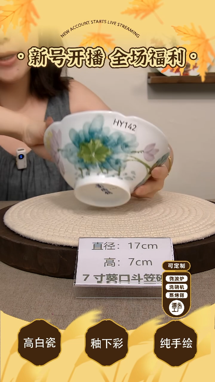 碗景德镇手绘釉下彩陶瓷餐具