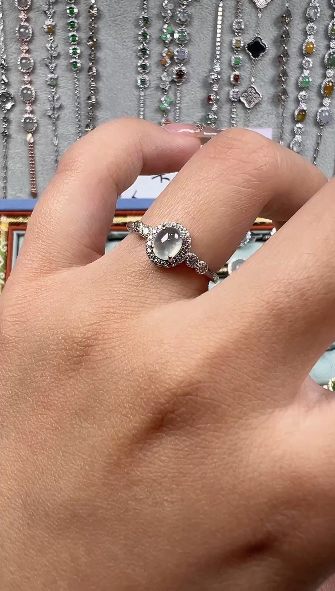 【闪购商品】翡翠戒指银S925镶嵌天然缅料保a保真保天然