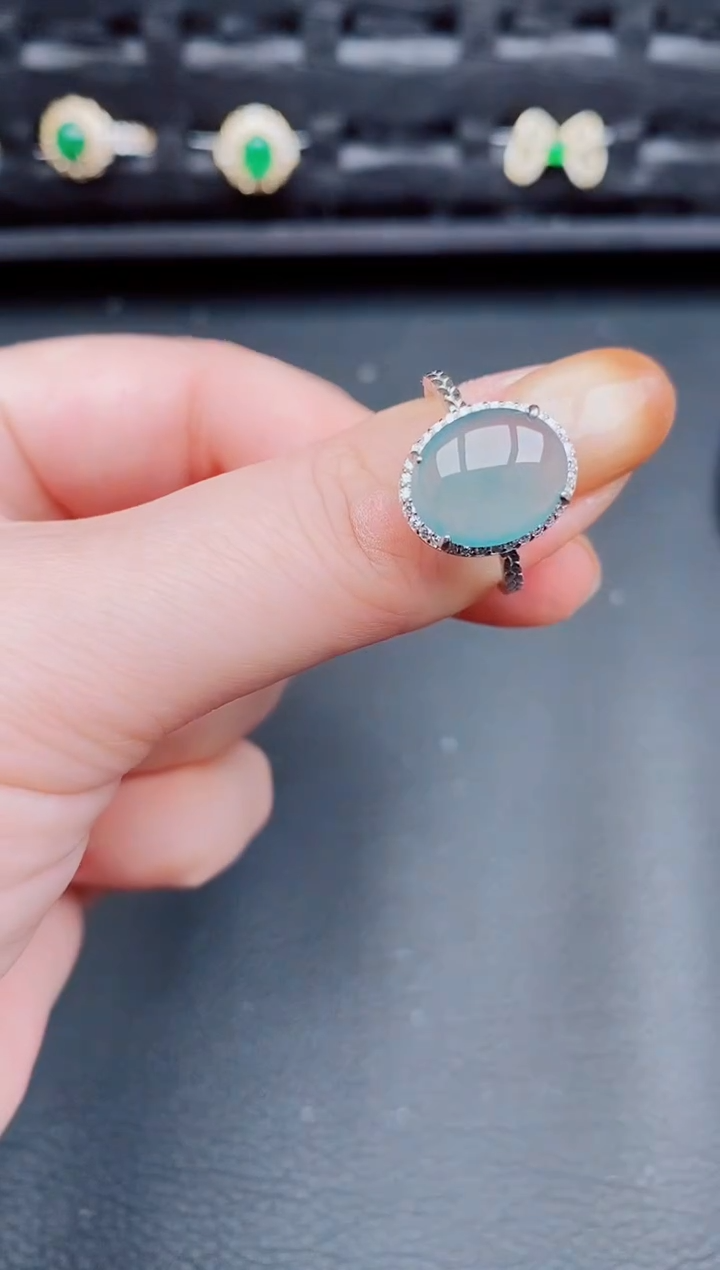 【闪购商品】翡翠戒指银S925镶嵌天然a货翡翠247