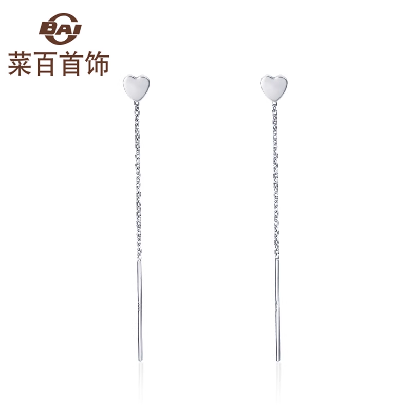 菜百首饰铂金耳线时尚桃心Pt950铂金耳线耳饰