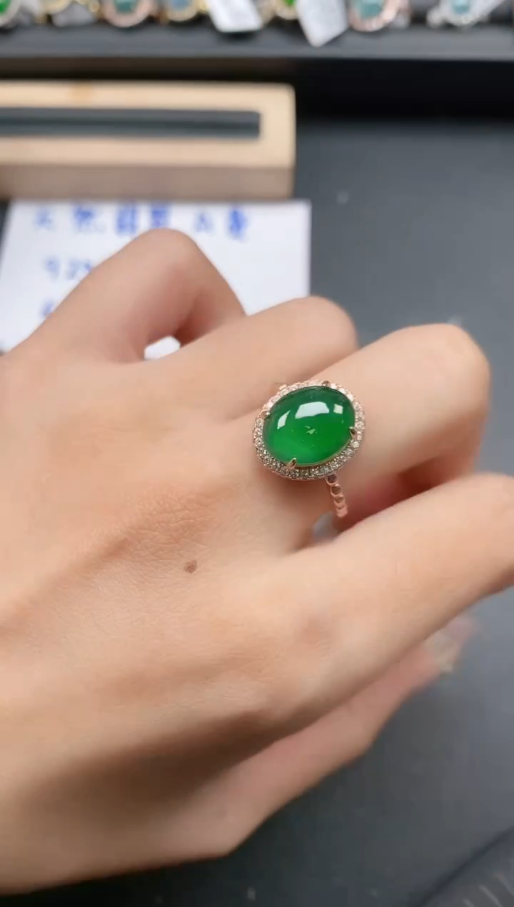 银S925镶嵌戒指翡翠111