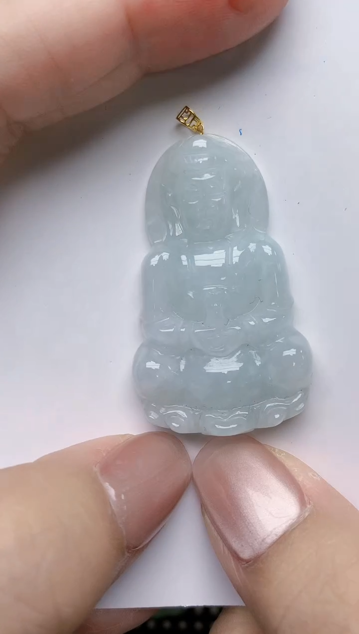 翡翠18K金镶嵌颈饰天然缅甸A货翡翠