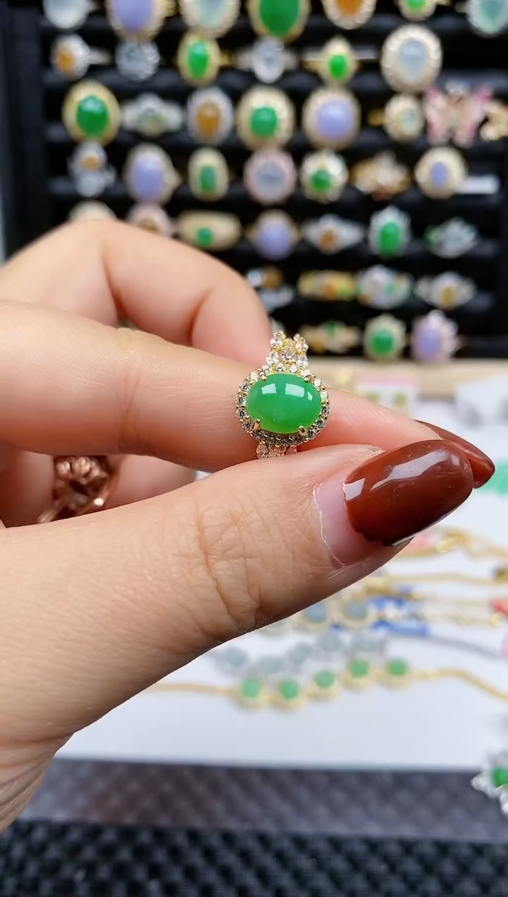 银S925镶嵌戒指翡翠18