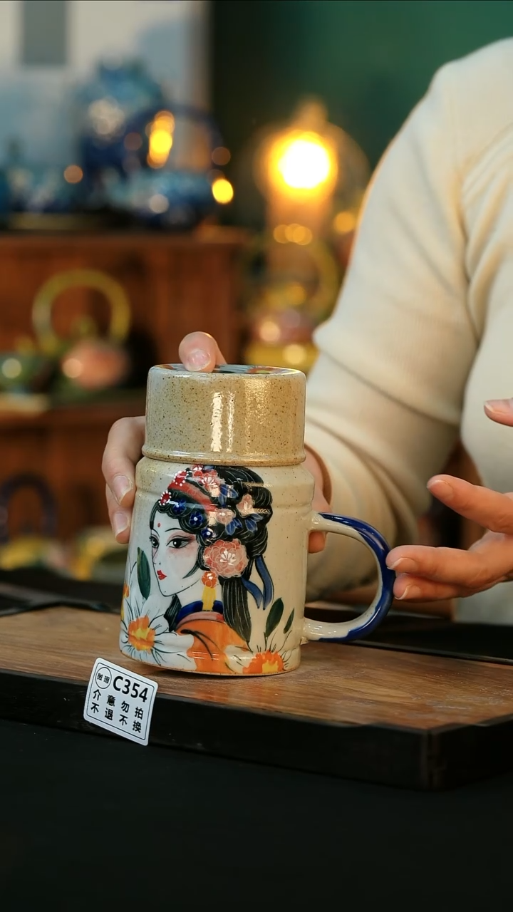 【闪购商品】杯手绘心瓷陶瓷浮力微瑕