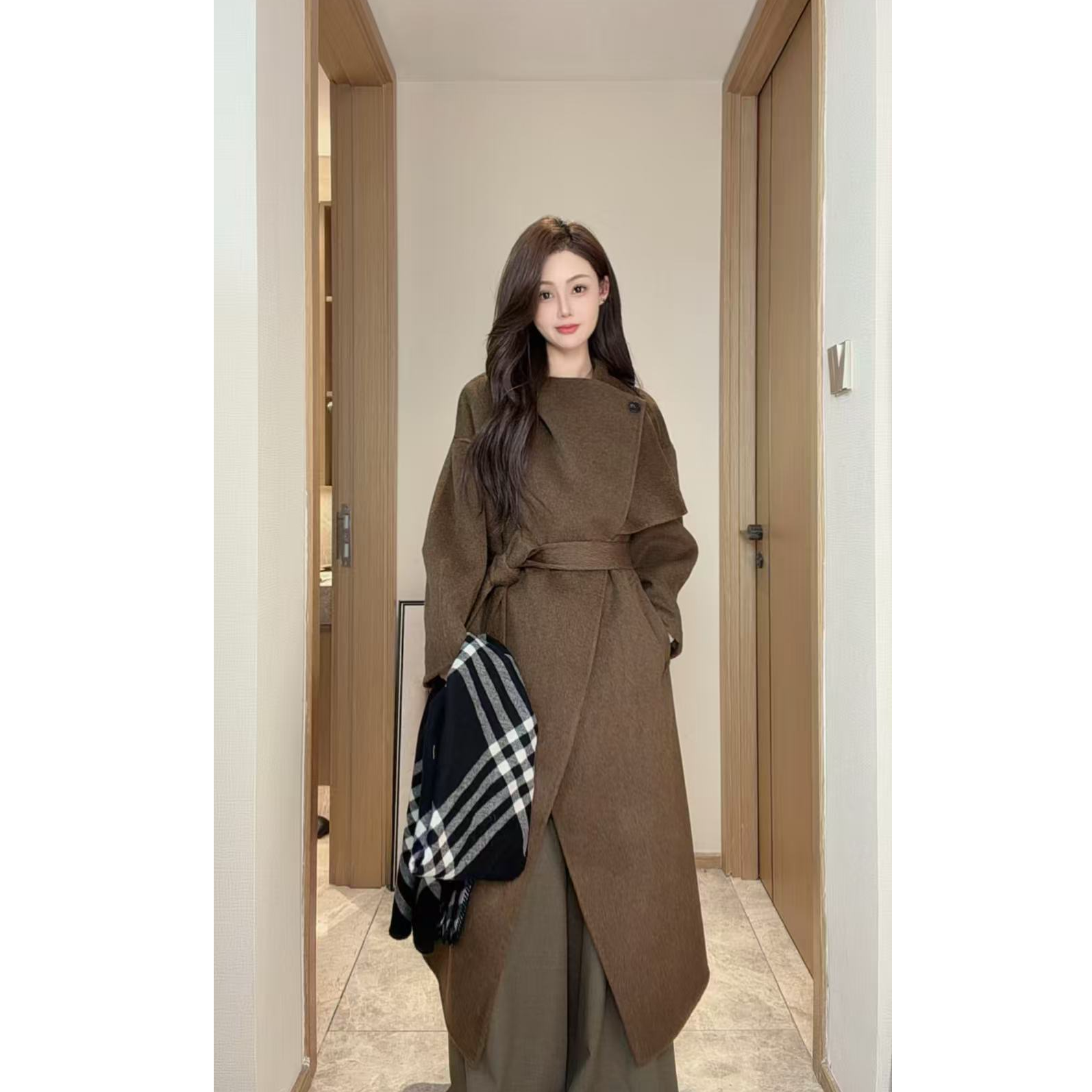 【羊绒大衣】藤姐同款宋秀妍大衣秋冬慵懒风长款羊绒毛呢外套韩版