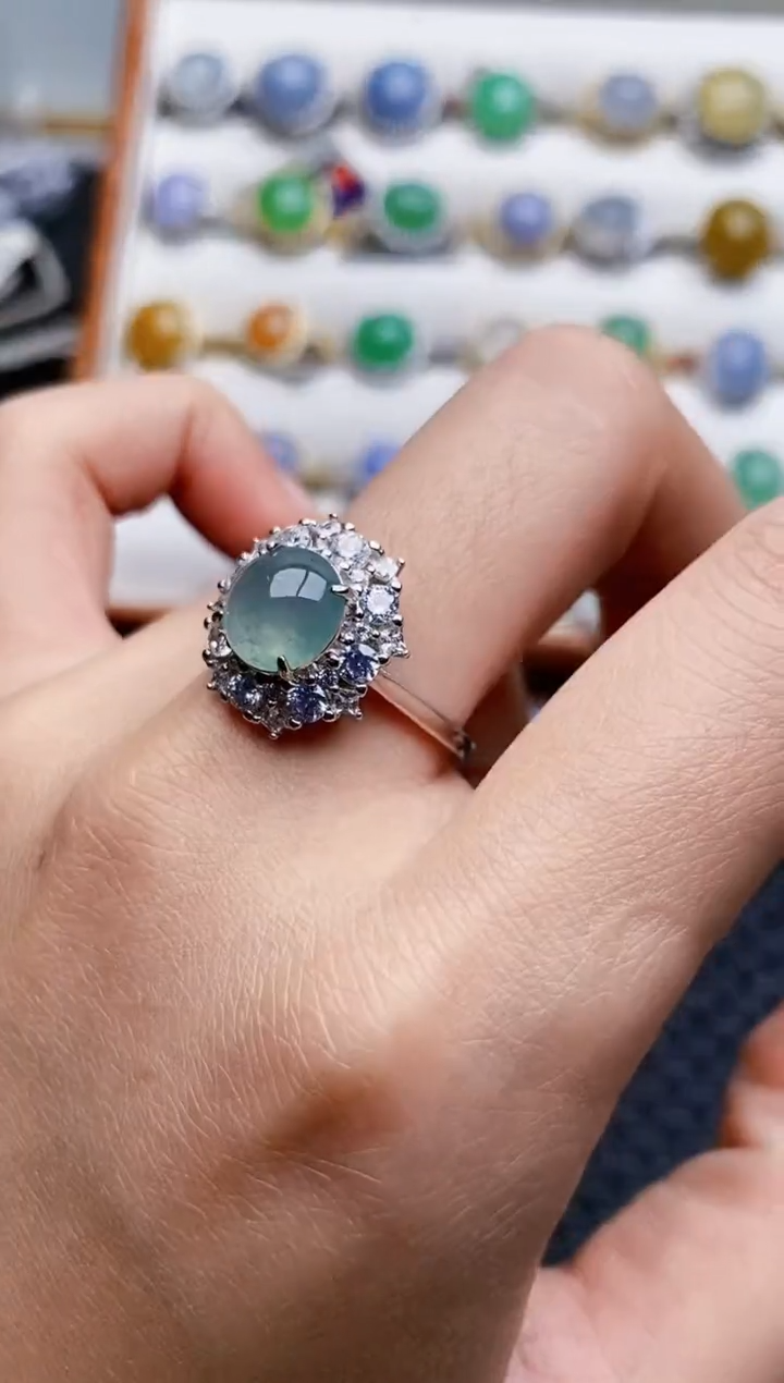 银S925镶嵌戒指翡翠2476