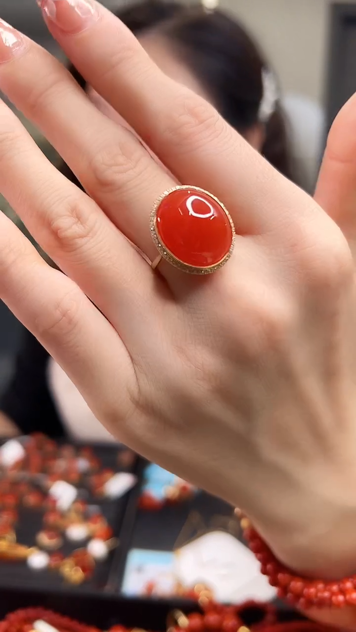 【闪购商品】南红玛瑙戒指18K金镶嵌/YJ