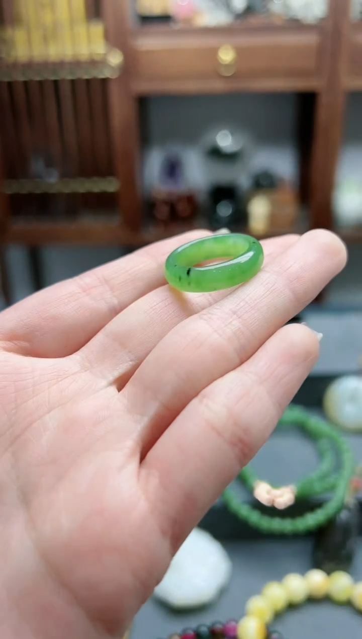 【闪购商品】和田玉指环未镶嵌碧玉指环14-15号*1 YR