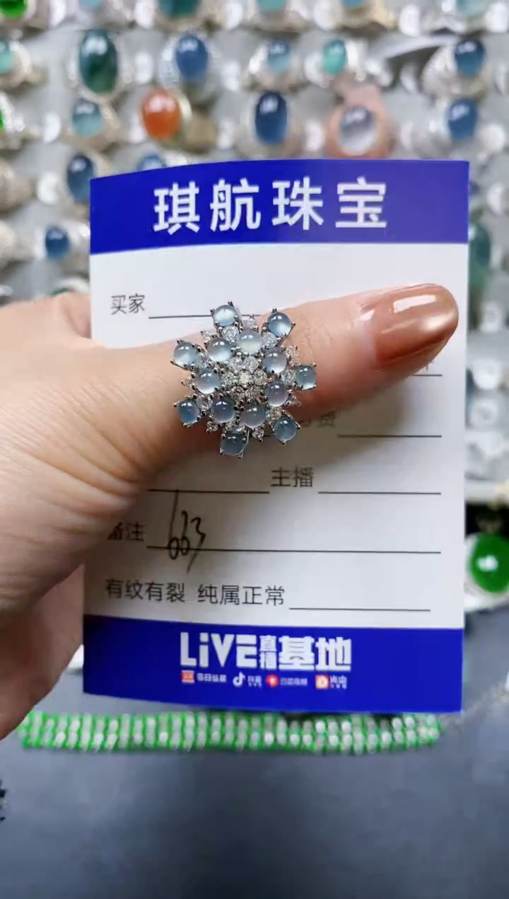【闪购商品】翡翠戒指银S925镶嵌0663