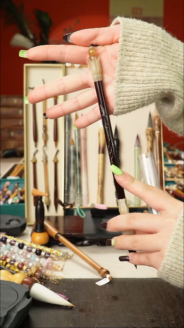 11号孤品高货毛笔链接 清水试笔 蘸墨不退