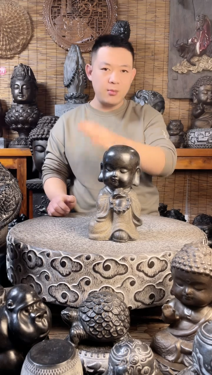 【闪购商品】23小沙弥天然青石雕刻
