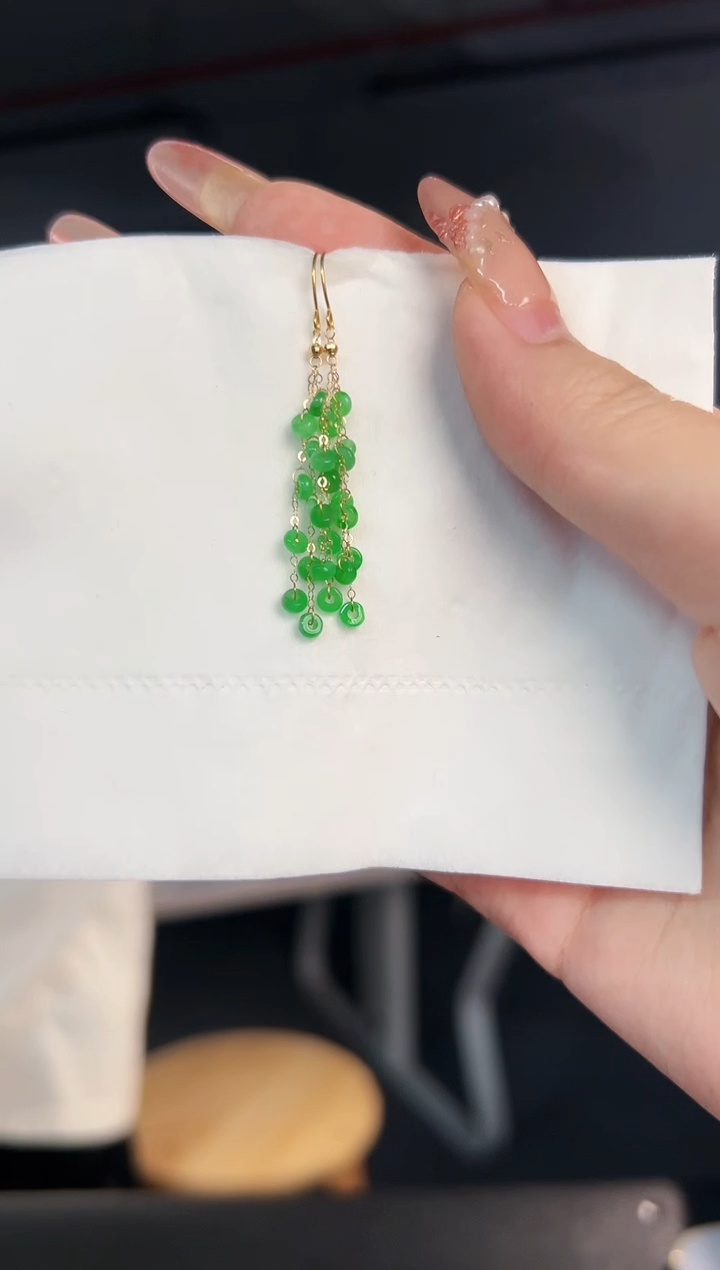 【闪购商品】翡翠耳饰18K金镶嵌缅料A货翡翠/支持复检/一件