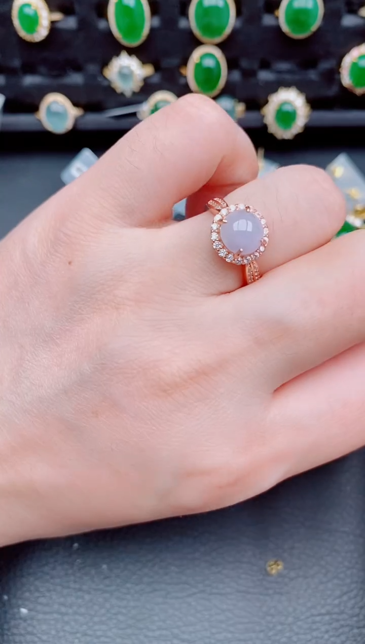 【闪购商品】翡翠戒指银S925镶嵌天然a货翡翠555