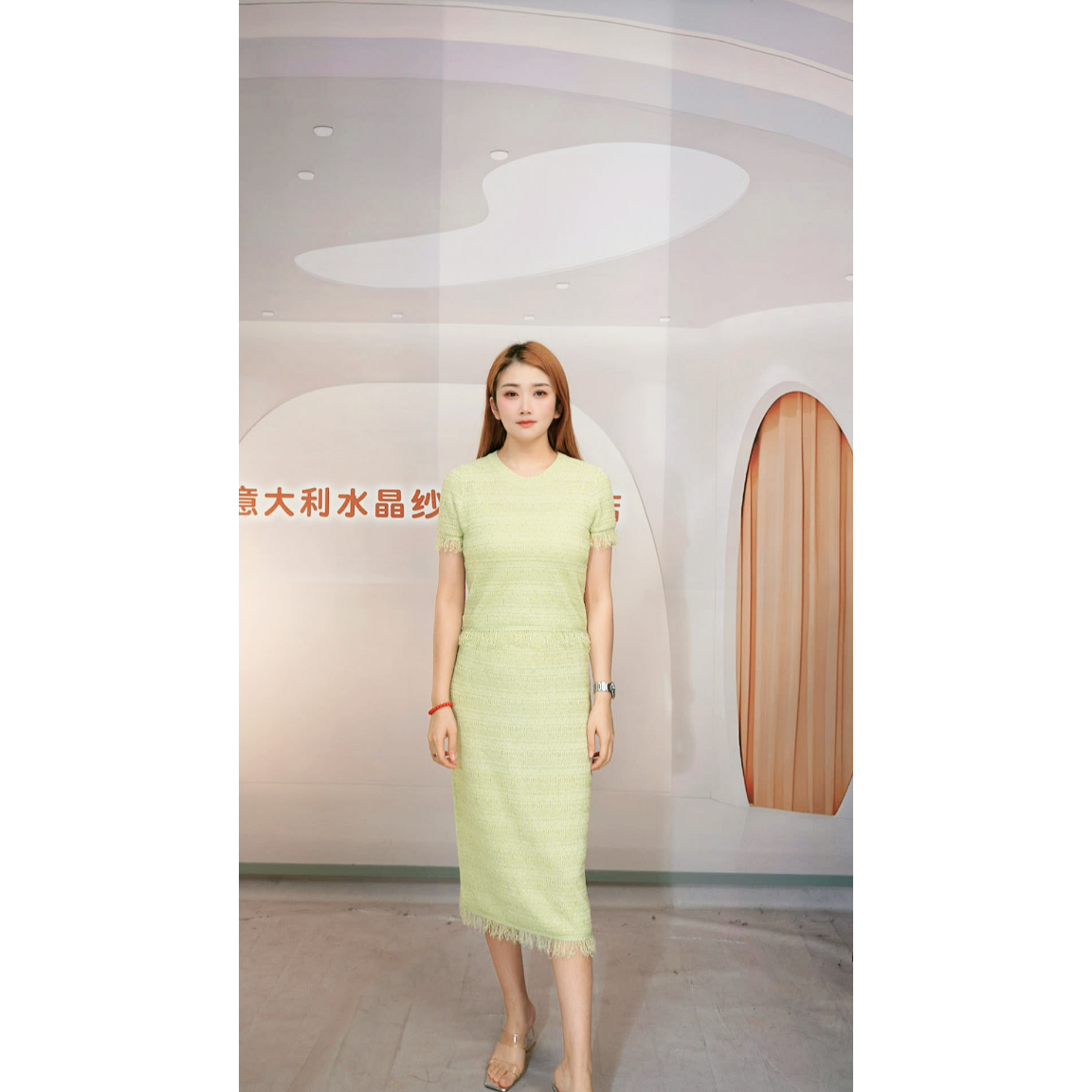 ZHENTISIMAN 【夏季爆款】闪闪纱套头修身显瘦百搭意大利纱线套装