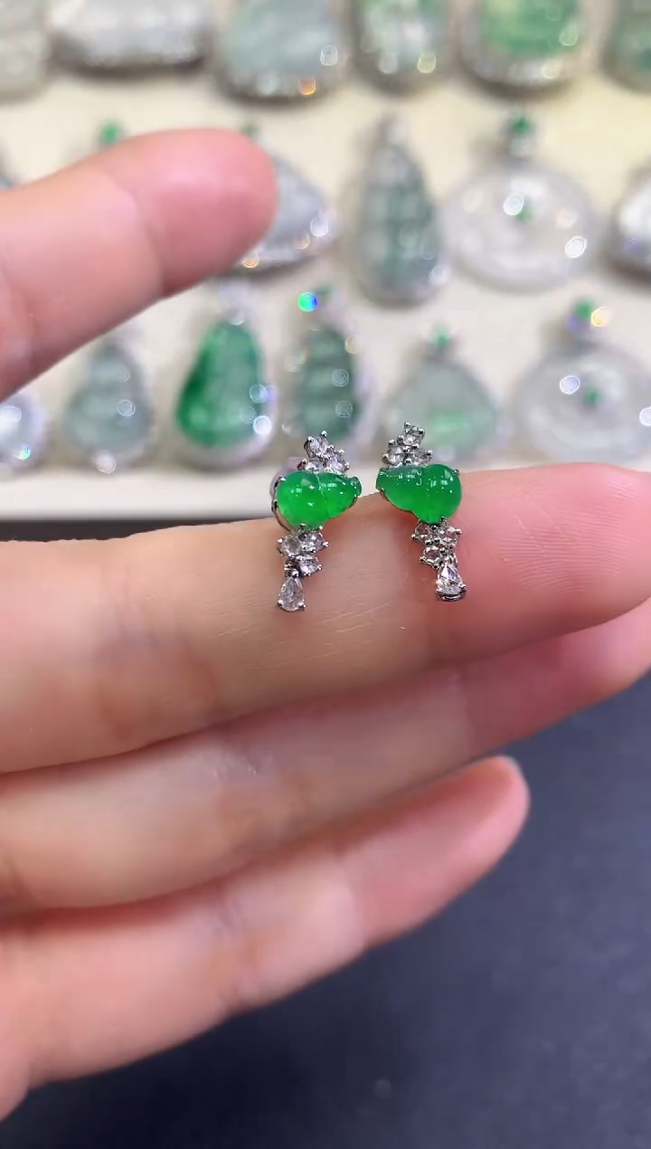 【闪购商品】翡翠耳饰18K金镶嵌B36   