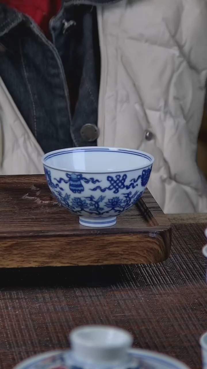 【闪购商品】折葵非器手工手绘莲托八宝鸡心杯