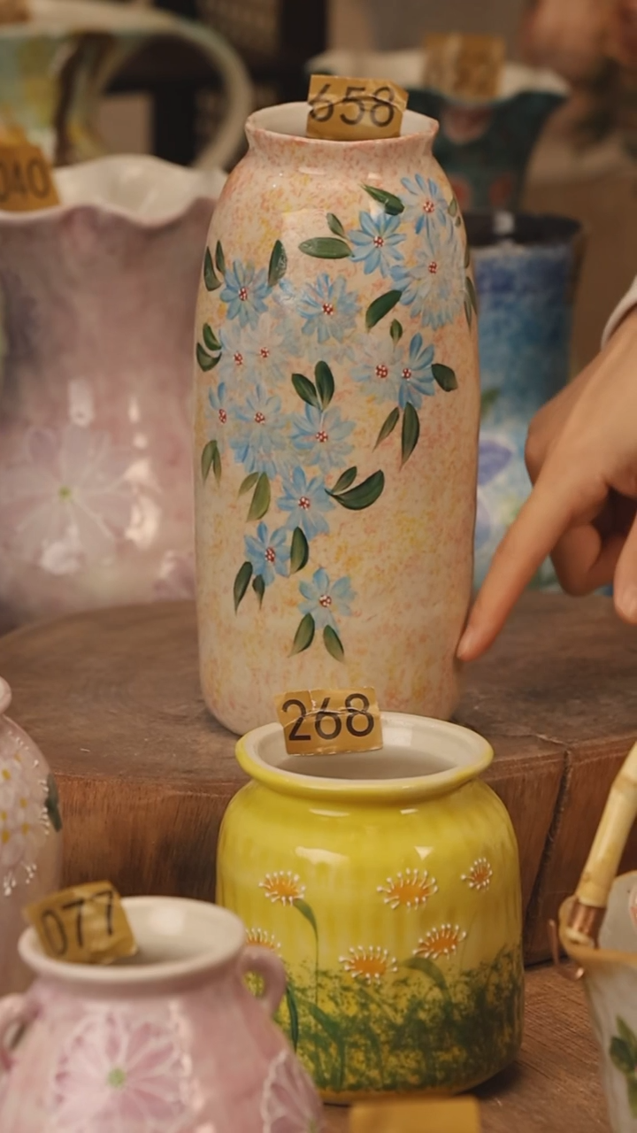 陶瓷景德镇设计师手作花器摆件侘寂风@M658@