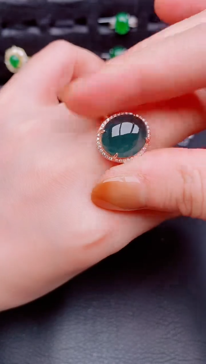 【闪购商品】翡翠戒指银S925镶嵌天然a货翡翠232