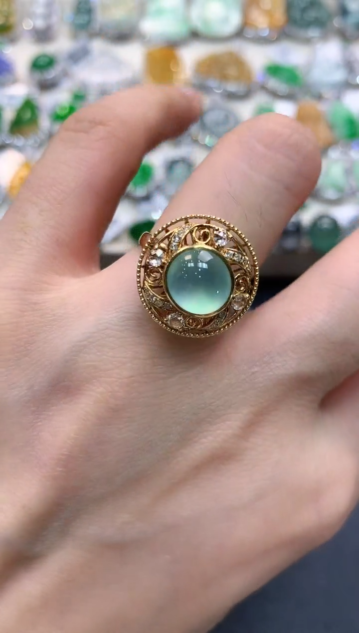 【闪购商品】翡翠戒指18K金镶嵌m22   