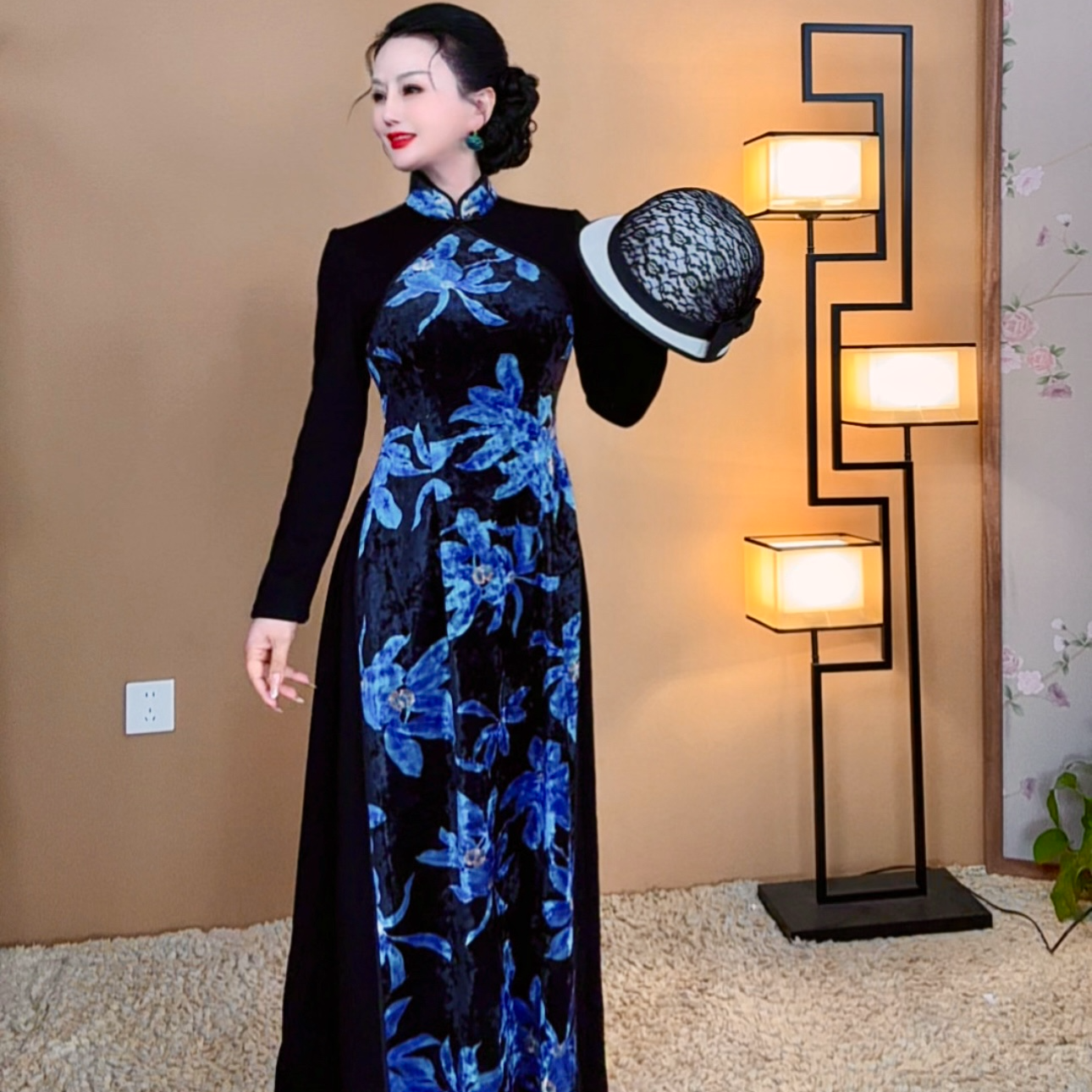 唯艳【夜来香】加绒加厚一体绒冬款修身显瘦国风旗袍连衣裙