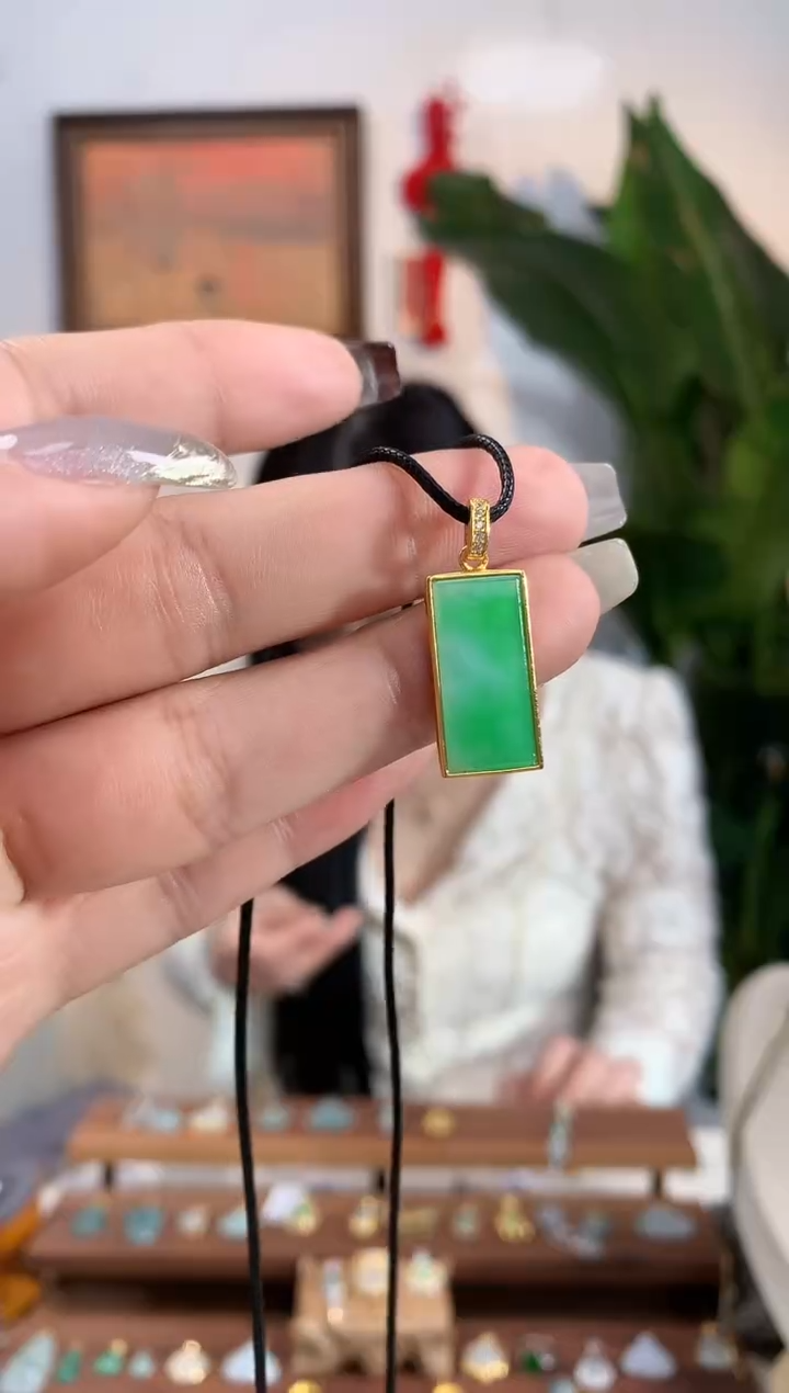 【闪购商品】翡翠银S925镶嵌吊坠(不含链)无事牌