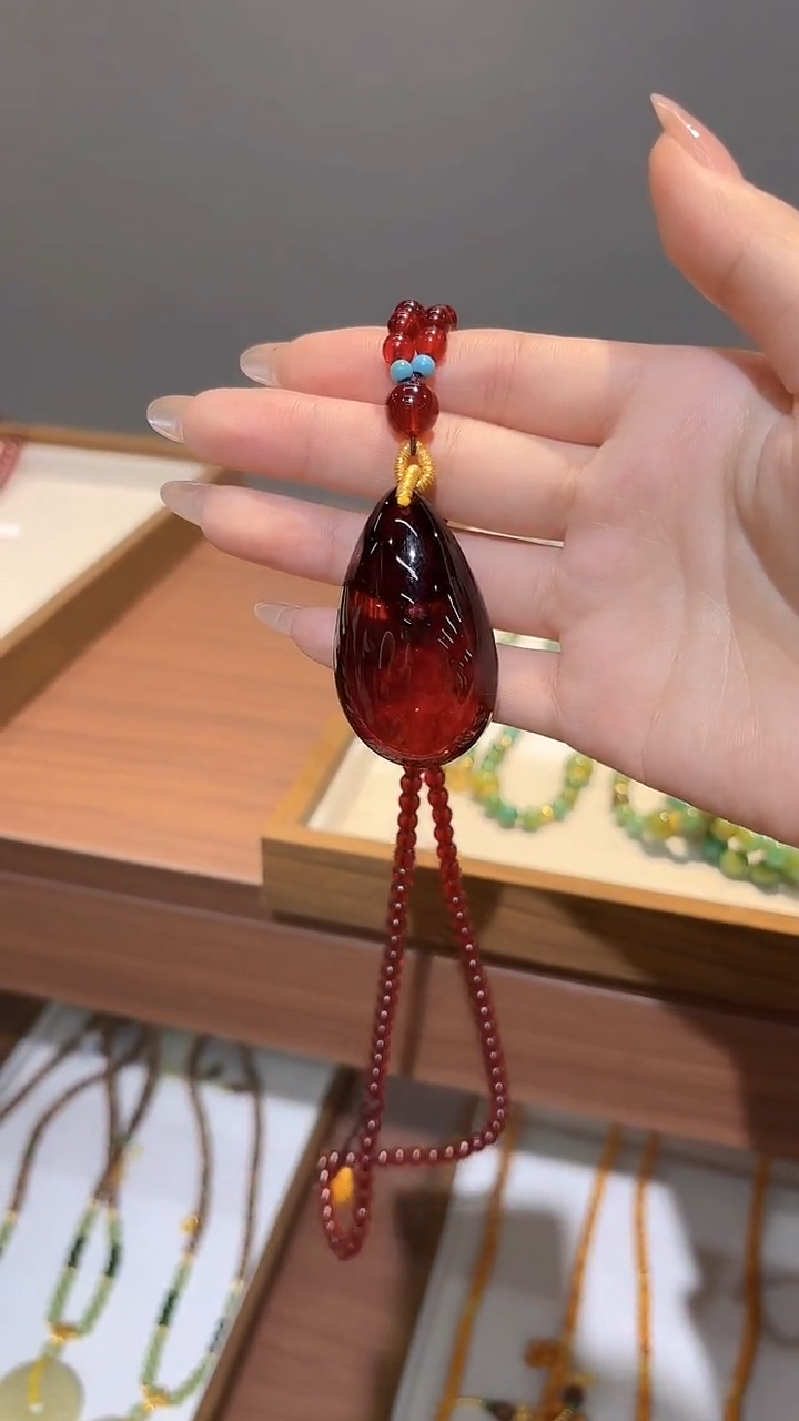 血珀毛衣链未镶嵌DIY款M868