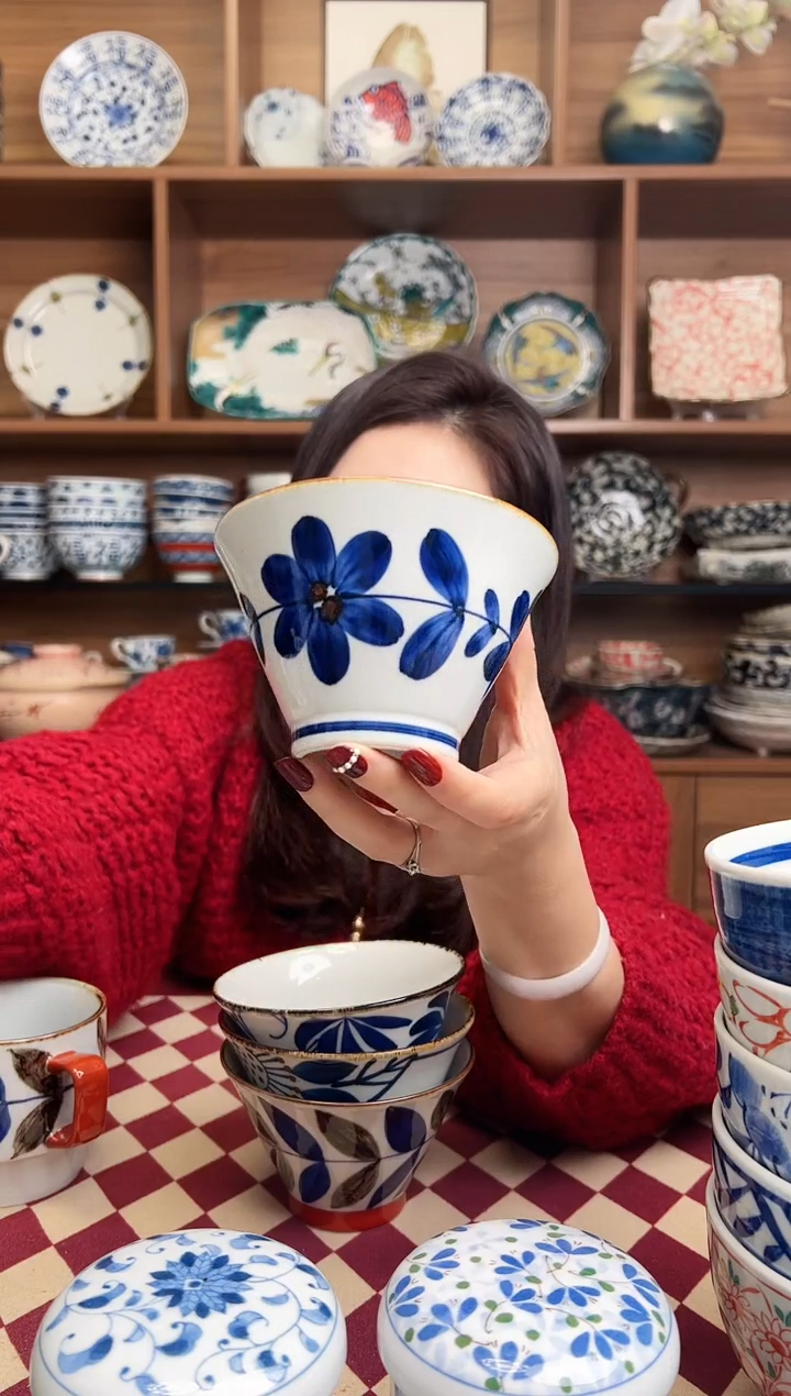 【闪购商品】瓷片翔芳窑风铃花 11.5cm斗笠碗