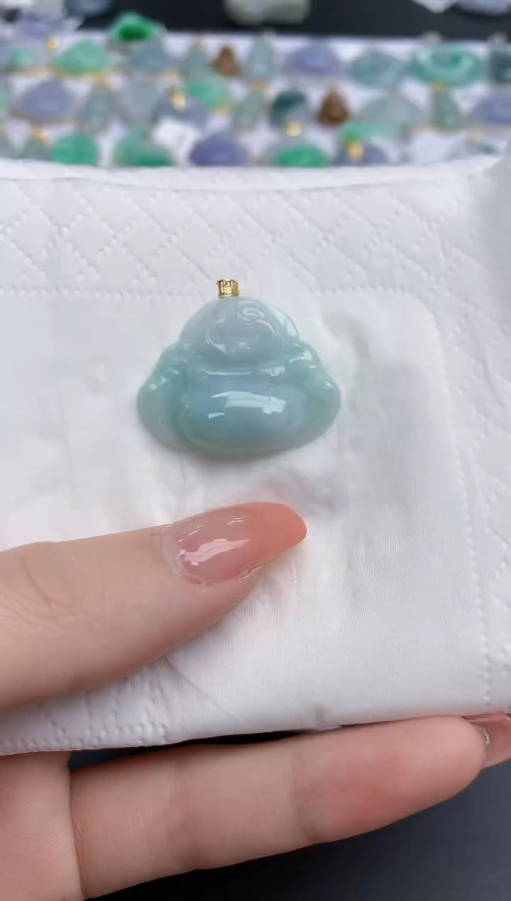 【闪购商品】翡翠颈饰18K金镶嵌天然缅甸翡翠A货