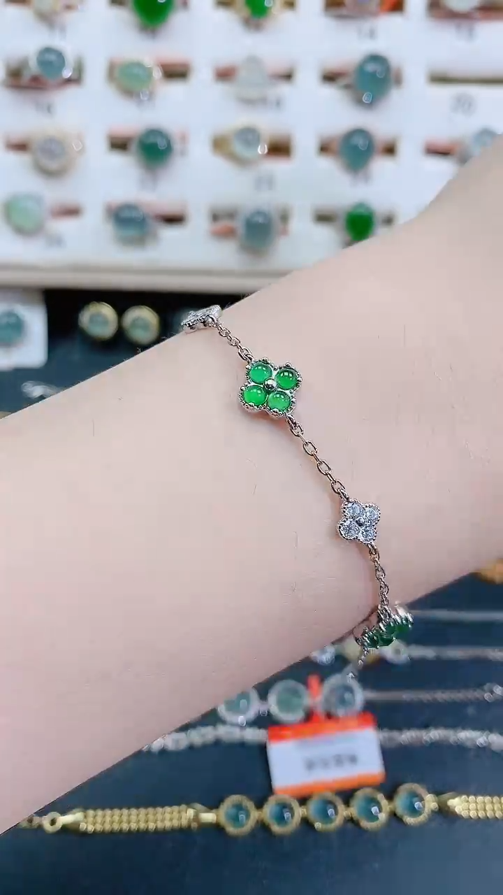 银S925镶嵌手链翡翠天然翡翠