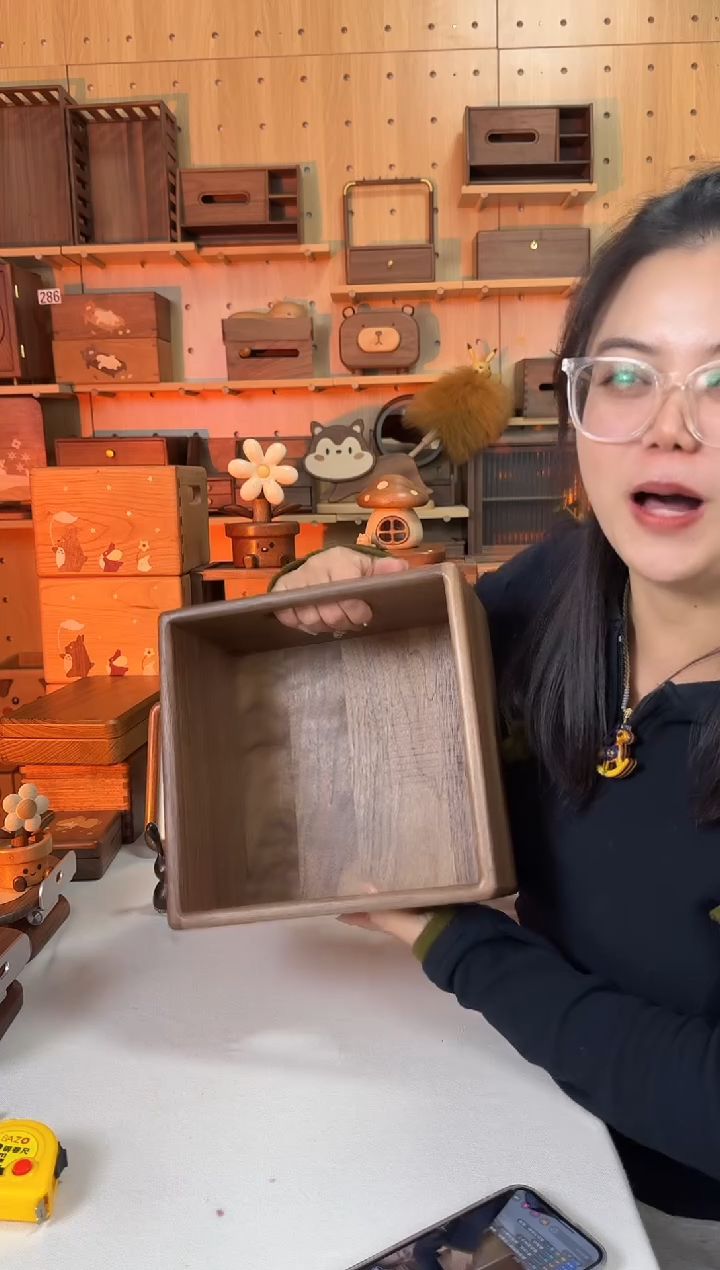 木北美黑胡桃方形加厚收纳筐