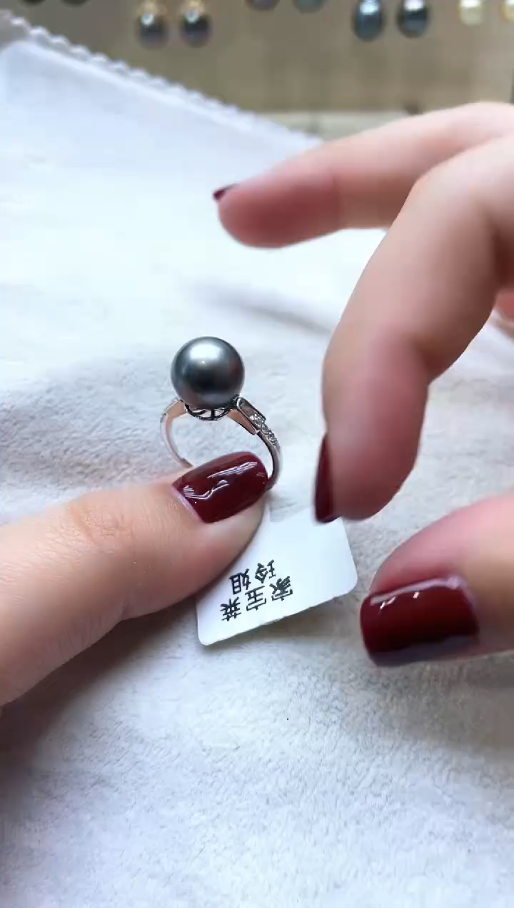 【闪购商品】海水珍珠戒指银S925镶嵌海水大溪地戒指