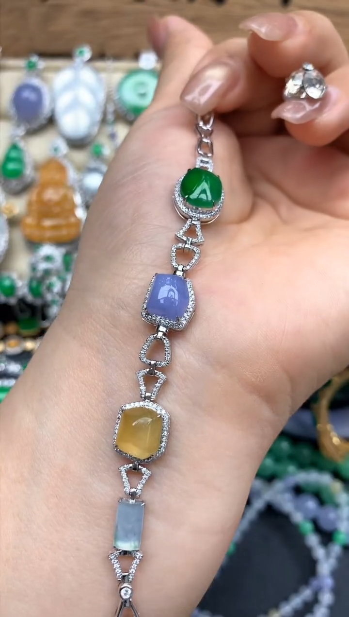 18K金镶嵌手链翡翠320-中国好珍宝