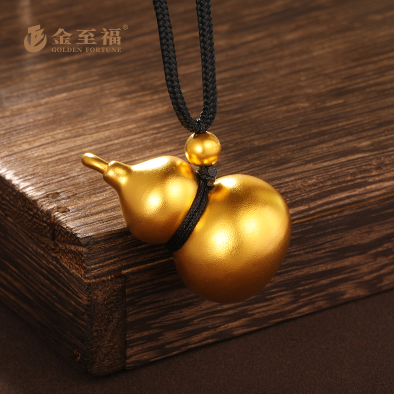金至福精品足金古法福字福禄葫芦黄金吊坠国潮经典赠绳子GD0008
