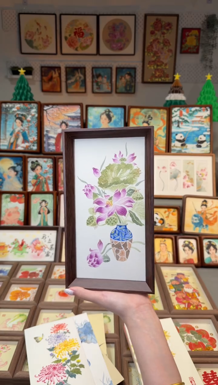 国画淸供紫荷花 手绘国画27
