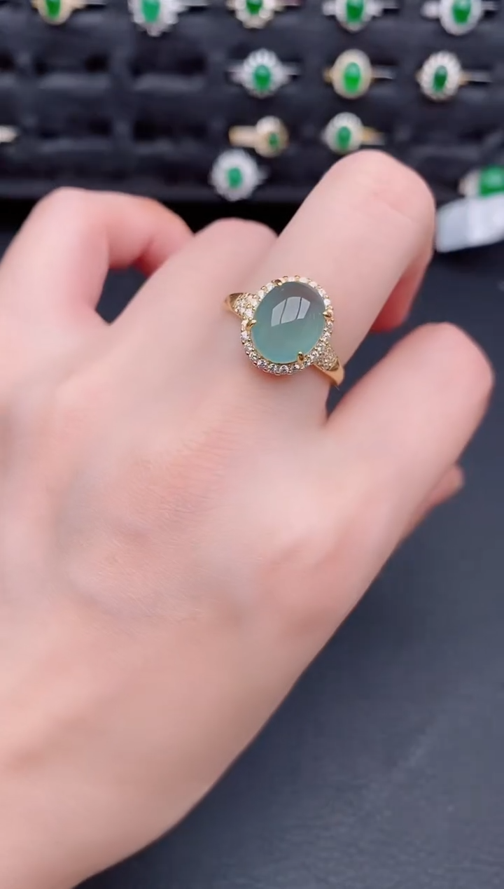 银S925镶嵌戒指翡翠天然a货翡翠97