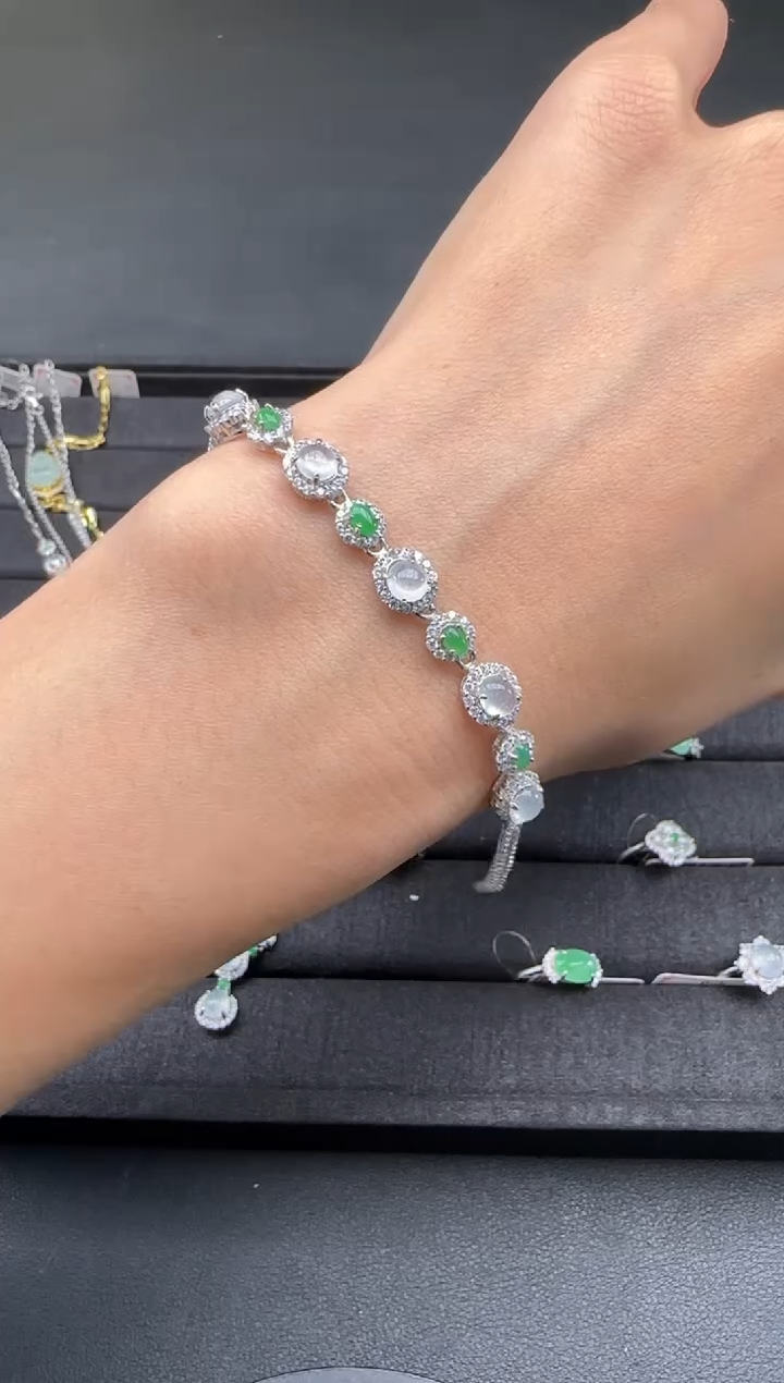 【闪购商品】翡翠手链银S925镶嵌0111HL02