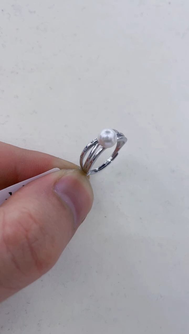 银S925镶嵌戒指海水珍珠  
