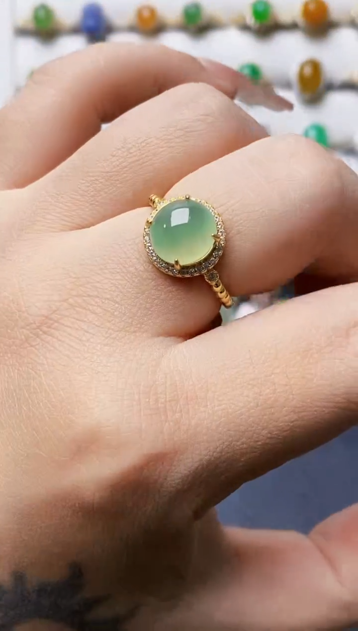 银S925镶嵌戒指翡翠0447