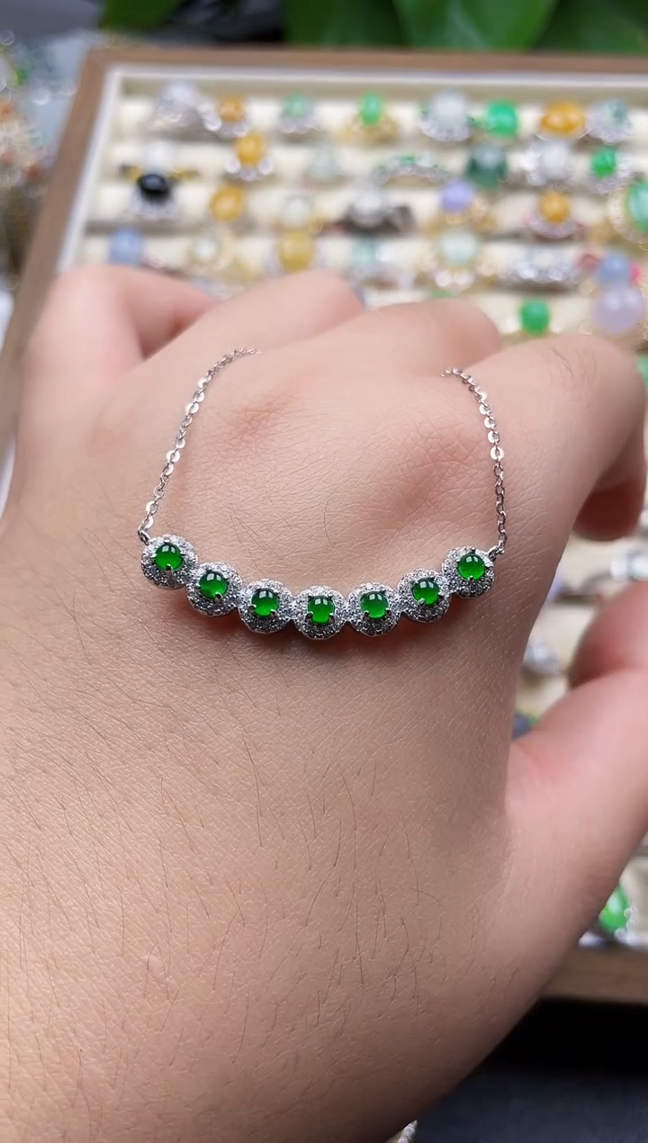 颈饰银S925镶嵌翡翠165