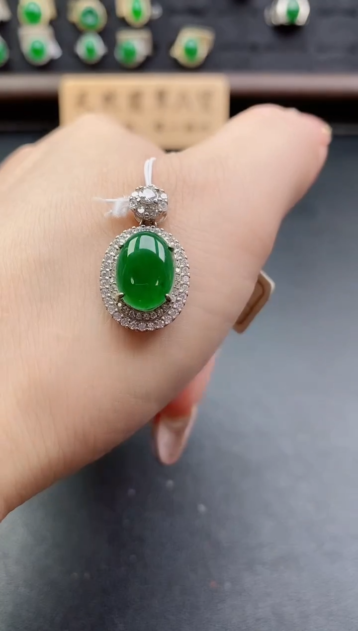 吊坠(赠链)银S925镶嵌翡翠1