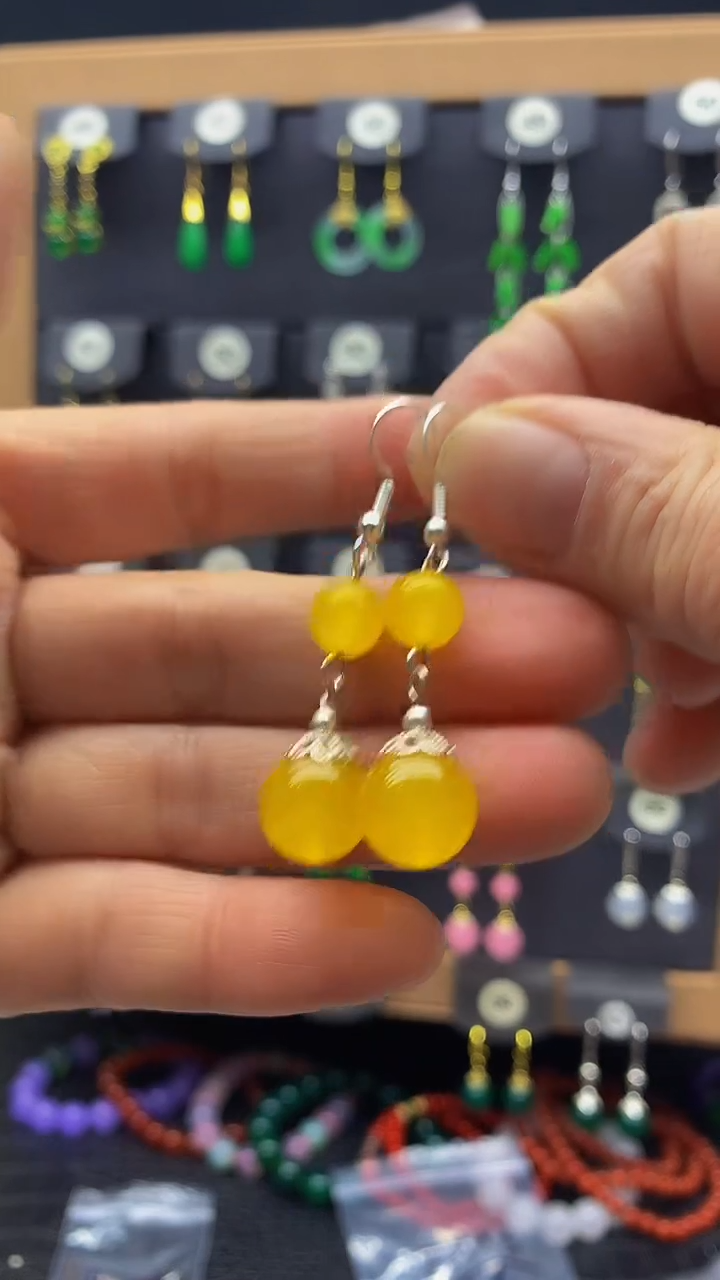 【闪购商品】玛瑙/玉髓耳环银S925镶嵌耳坠