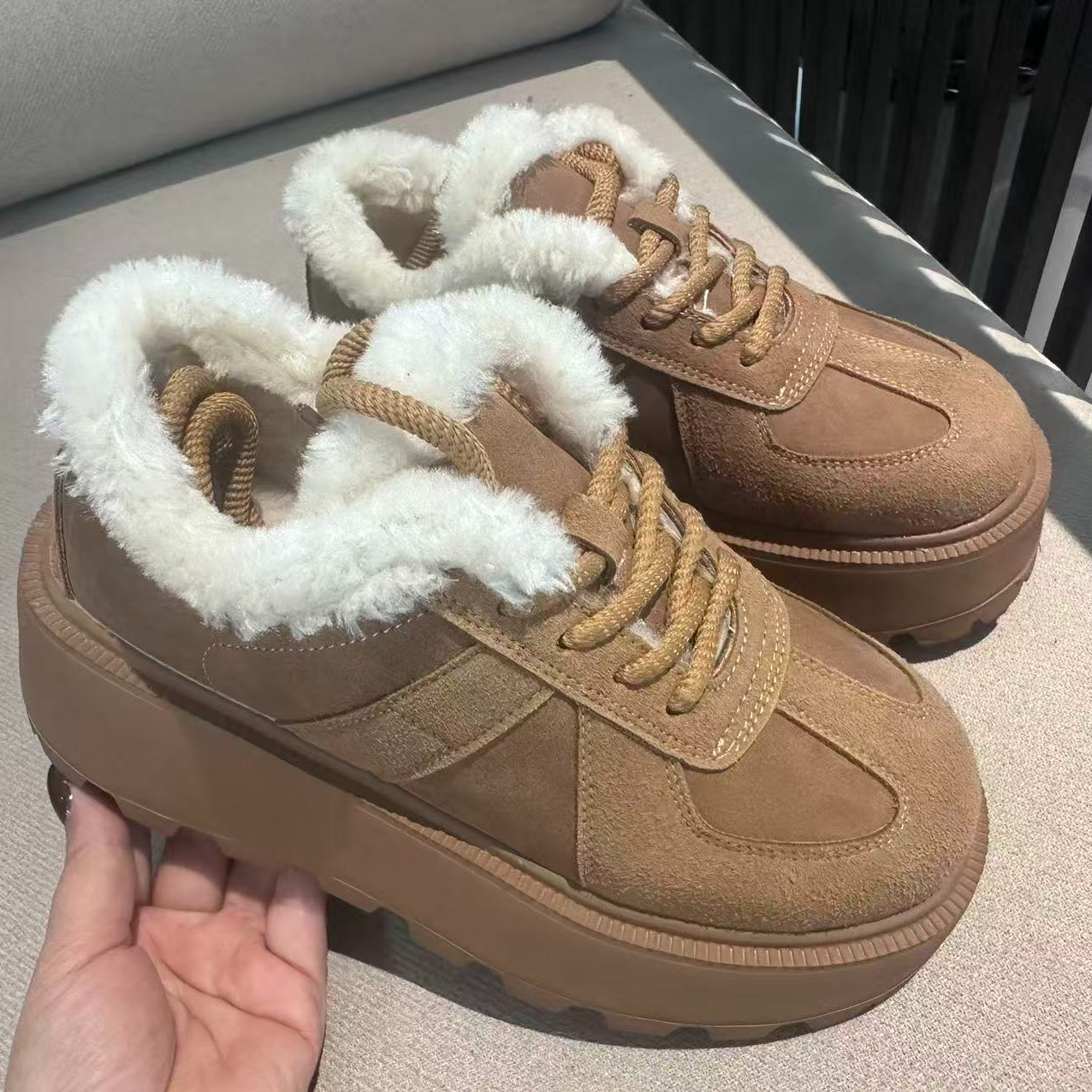 松糕鞋休闲风保暖厚款小皮鞋板鞋松糕女鞋A8A6