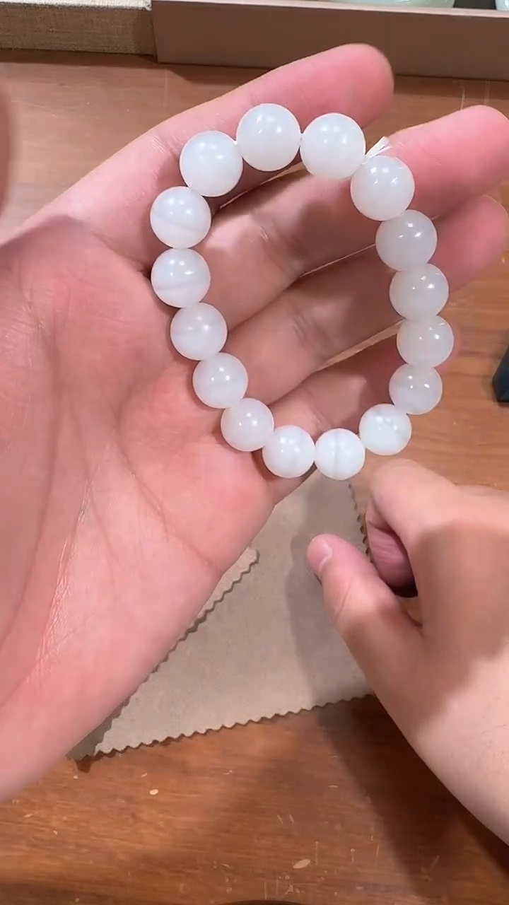 【闪购商品】和田玉手串未镶嵌12-37白玉12mm一线天手串